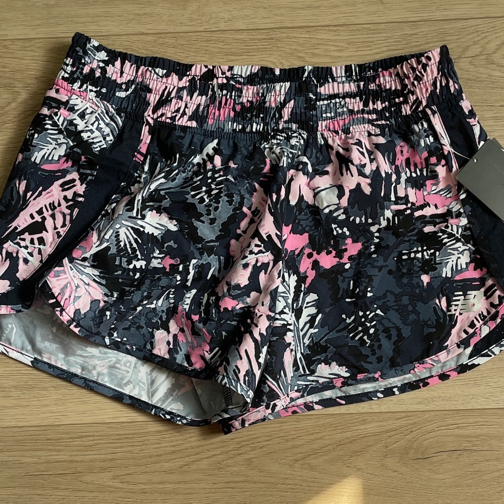 New Balance Women's Pink and Black Athletic Shorts